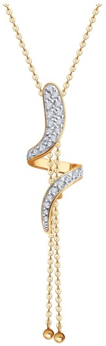 Колье Diamant 51-170-02954-1 длина 50 см вес 3.76 г золото, фианит