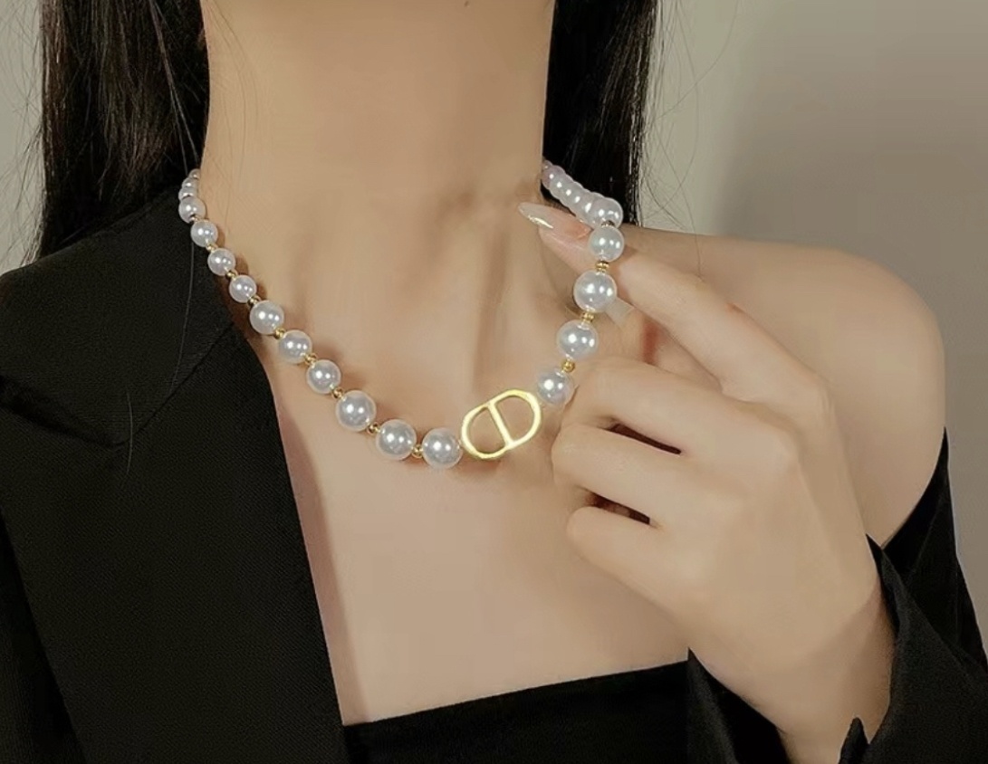 Бусы Stainless Steel длина 45 см титан, жемчуг без вставок