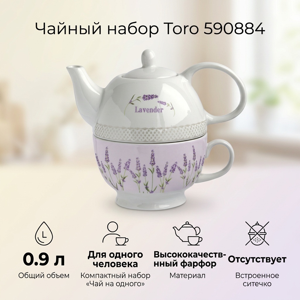 Чайник Toro 590884 0.9 л, фарфор