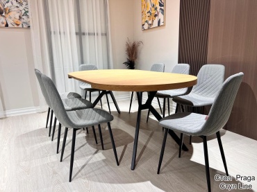 Комплект KAGU-SHOP Praga, стол 250х110 см + 8 стульев, темно-серый