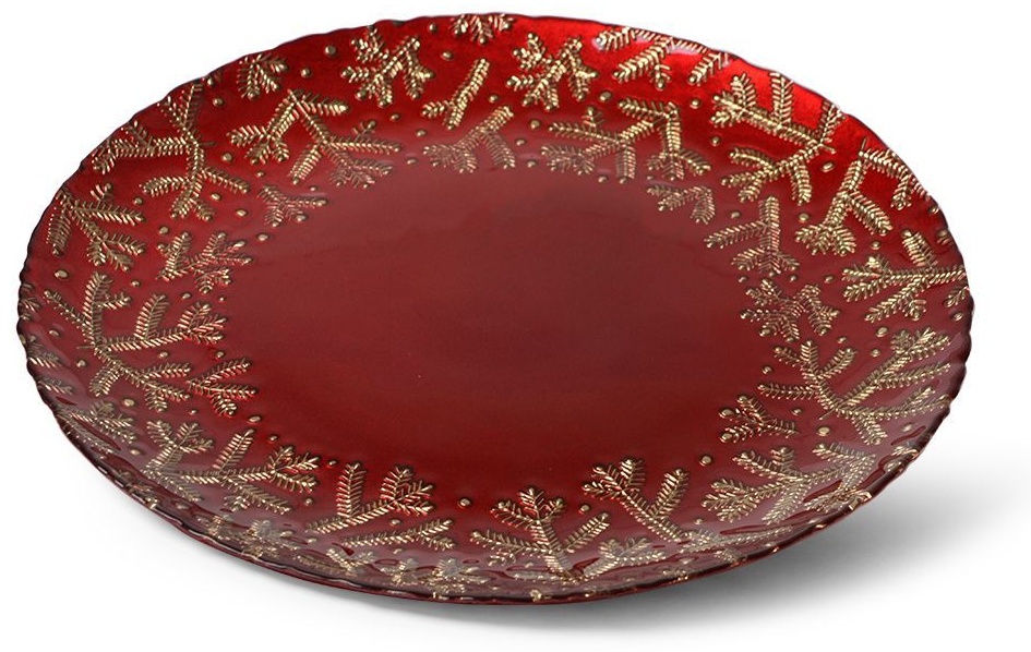 Сервировочная тарелка Fissman NEW YEAR RED 33 см, 1 шт, стекло