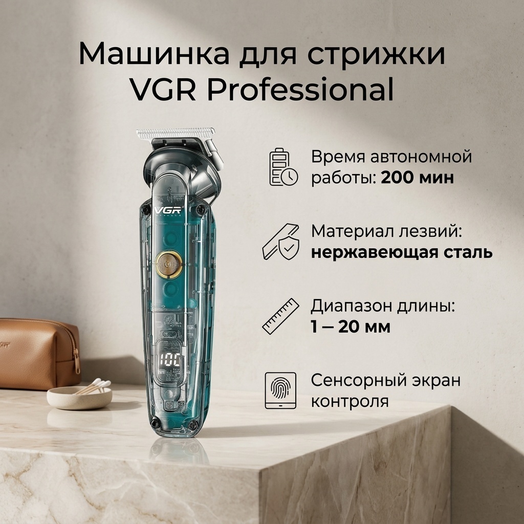 VGR Professional машинка для стрижки 000007654788 черный