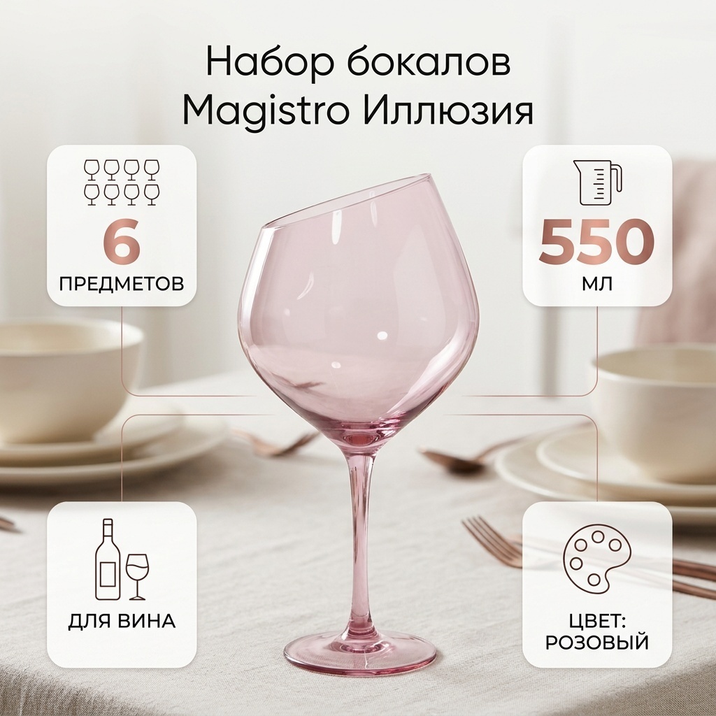 Набор бокалов Magistro 550 мл, стекло, 6 шт
