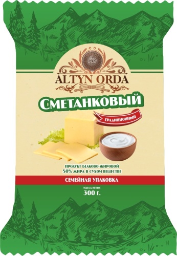 Сырный продукт Altyn Orda сметанковый традиционный полутвердый 50% 300 г