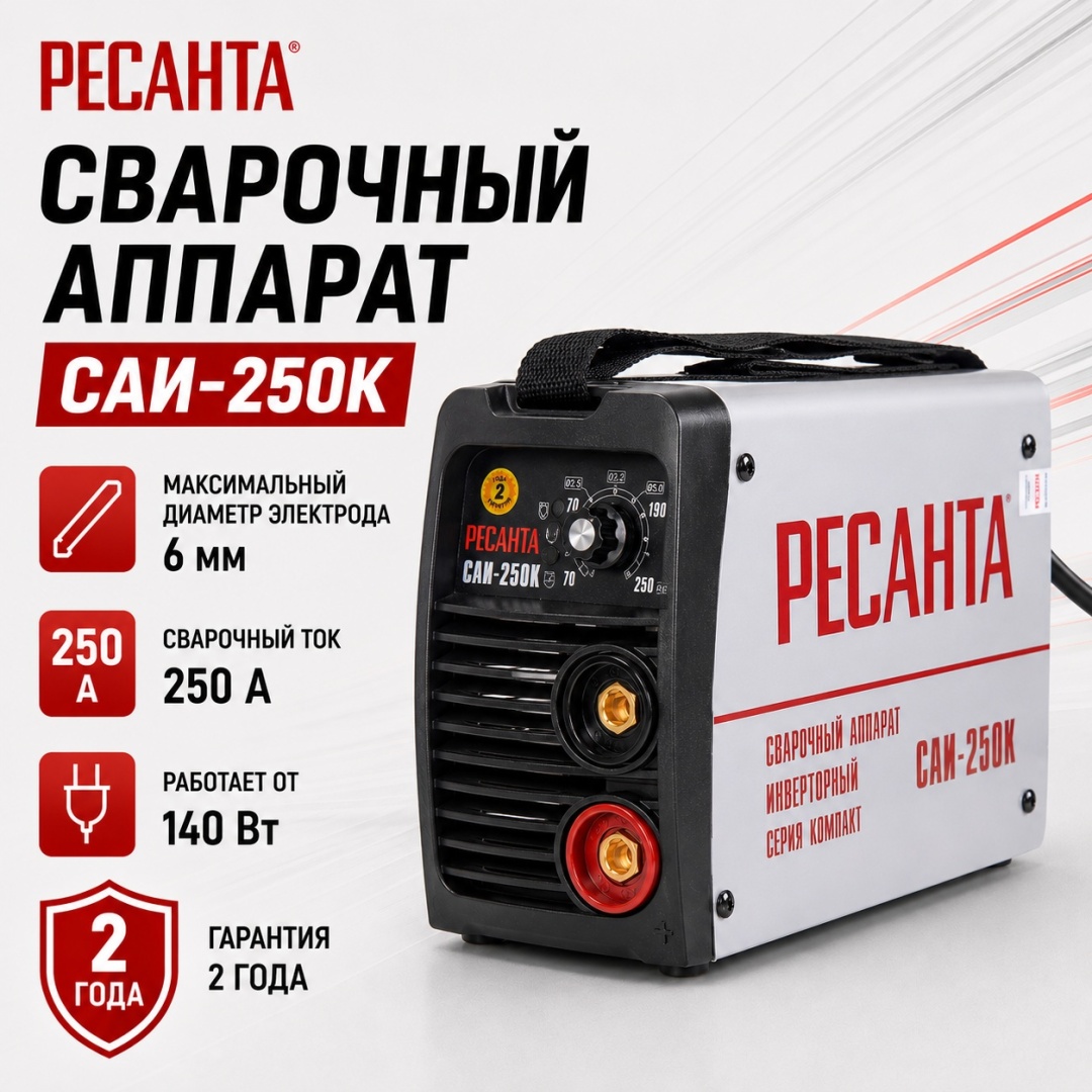 Ресанта сварочный аппарат инверторный САИ-250К 65/38 (ручная дуговая сварка (MMA))