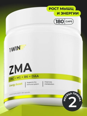 Тестостероновый бустер 1WIN ZMA, 180 капсул (белая банка)
