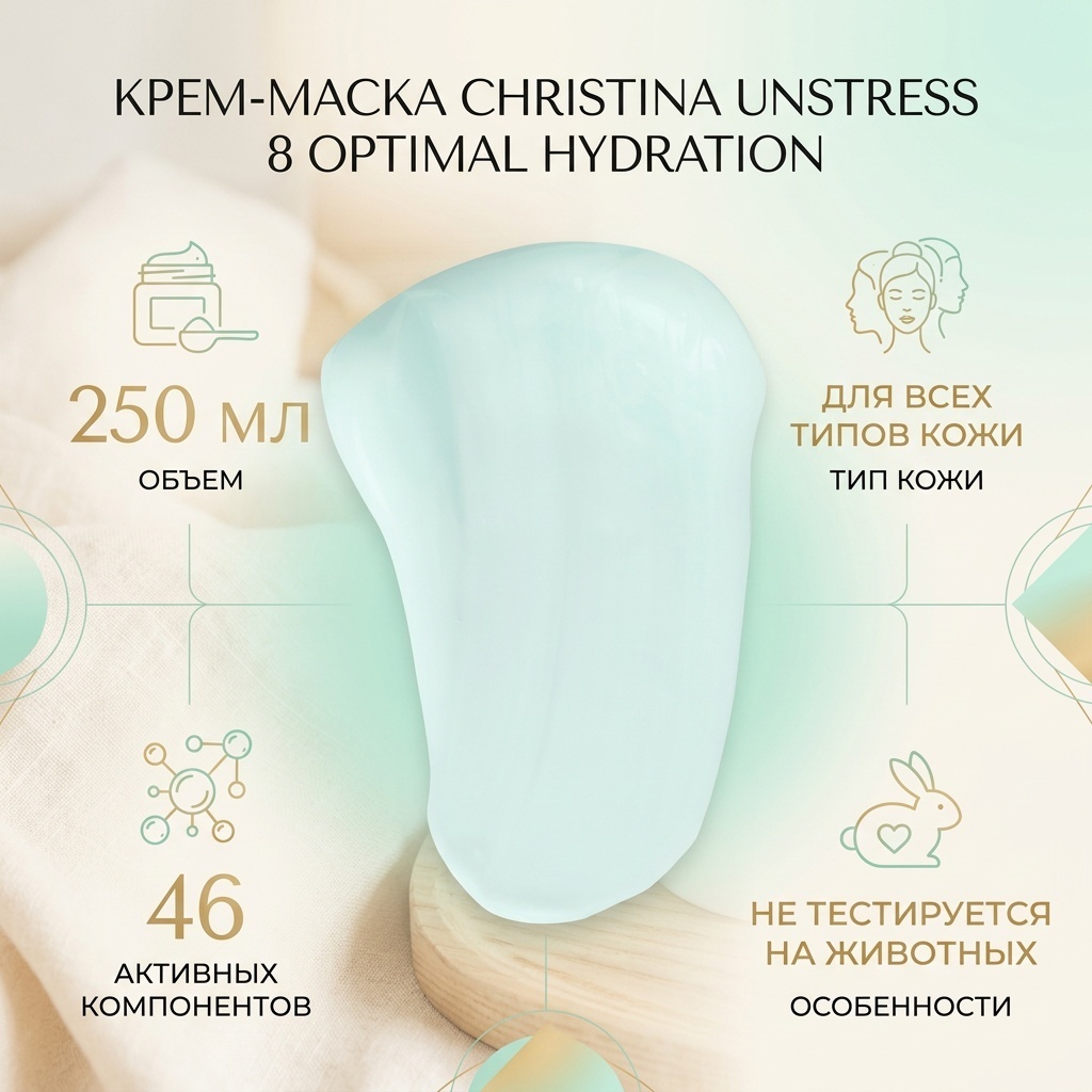 Маска для лица Christina крем Unstress 8 Optimal Hydration 250 мл