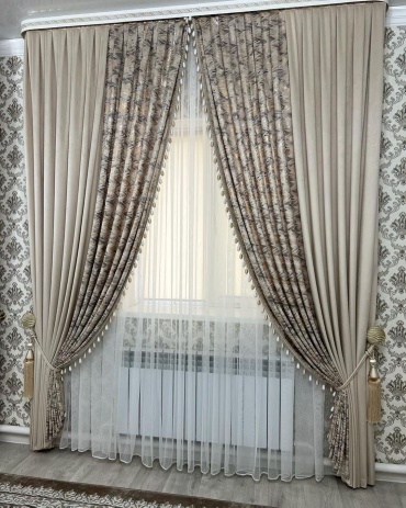 Комплект A-Elita 600x300 см 2 шт, сетка, бархат, айвори