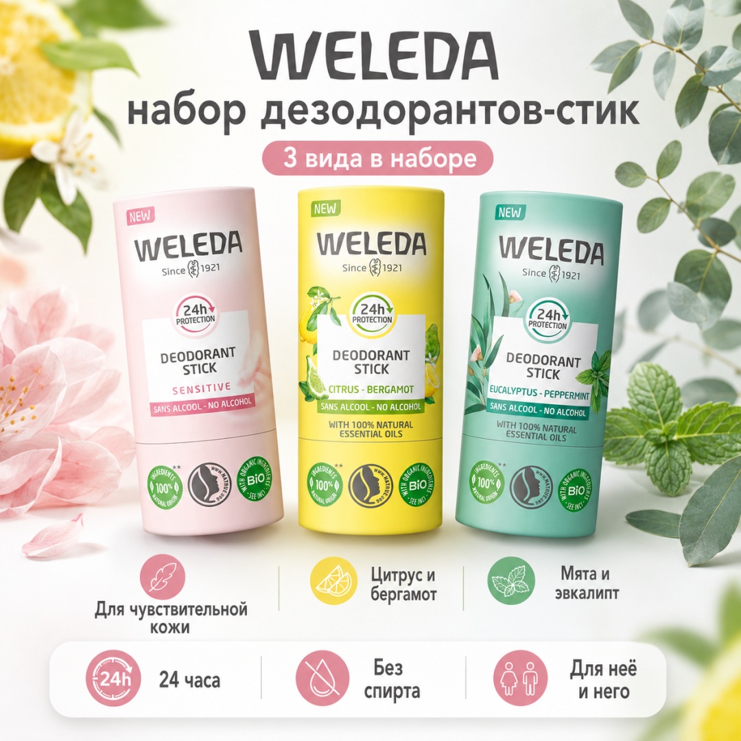 Weleda Дезодоранты-Стик набор для тела унисекс