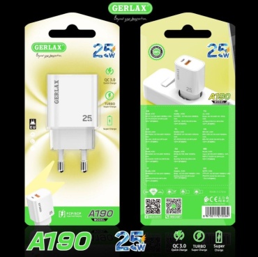 GERLAX A190 USB, USB Type-C 25 Вт белый