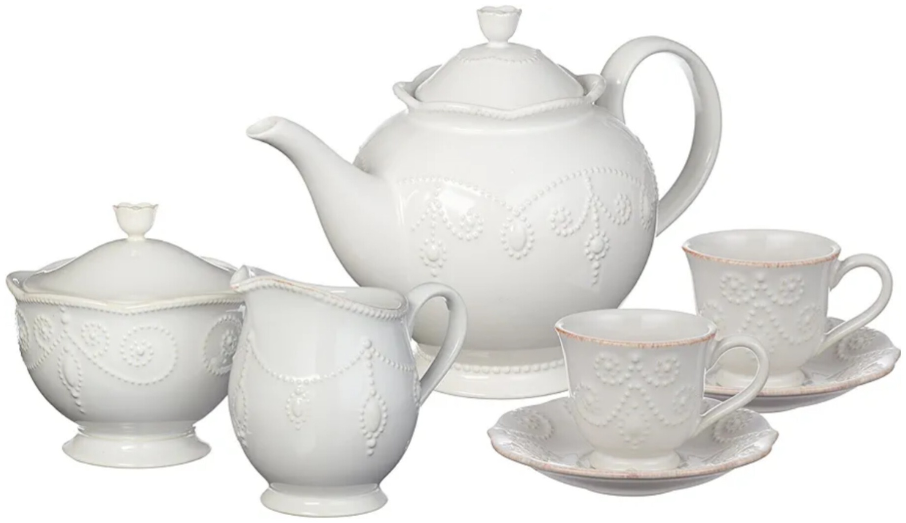 Сервиз на 2 персоны Lenox FRENCH PERLE WHITE, предметов: 9, чайный, керамика