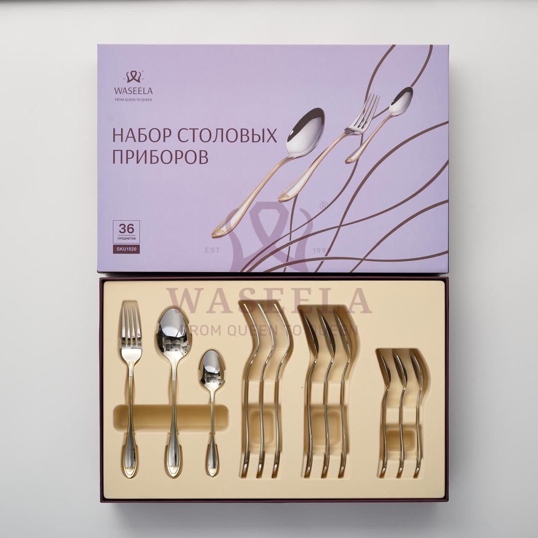 Набор столовых приборов WASEELA 36 шт, золотистый, серебристый WAS-SCU-1020