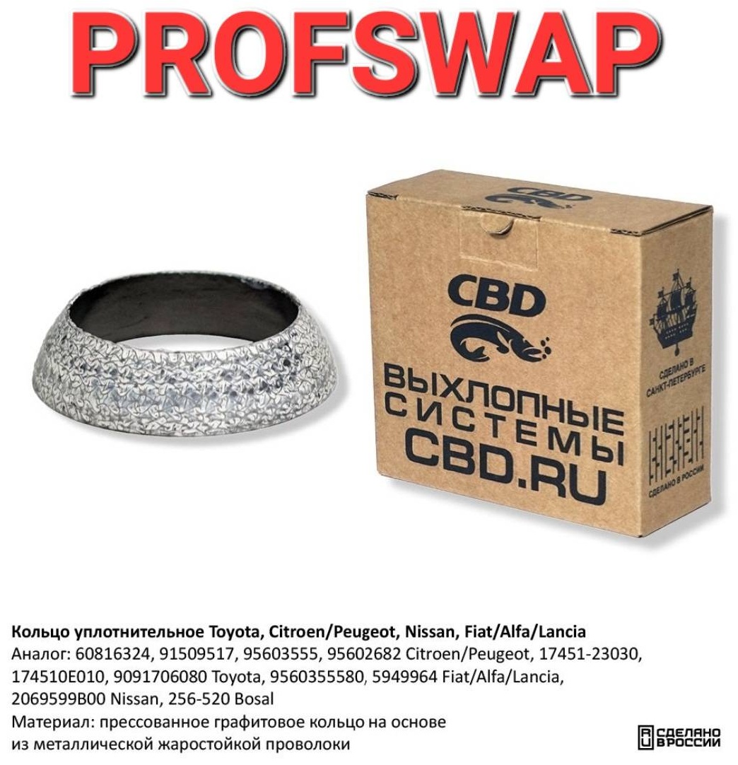 CBD кольцо глушителя 17451-23030, 174510E010, 9091706080 Toyota, 2069599B00 Nissan, 256-520 Bosal