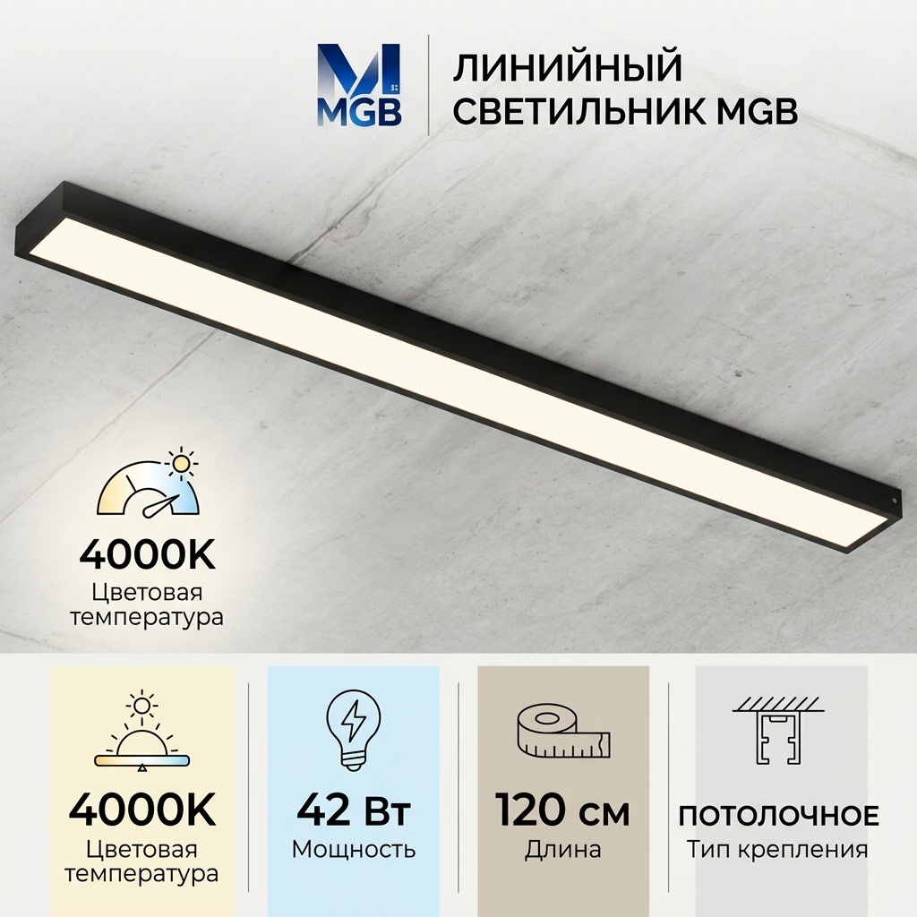 Светильник потолочный LED 42 Вт черный