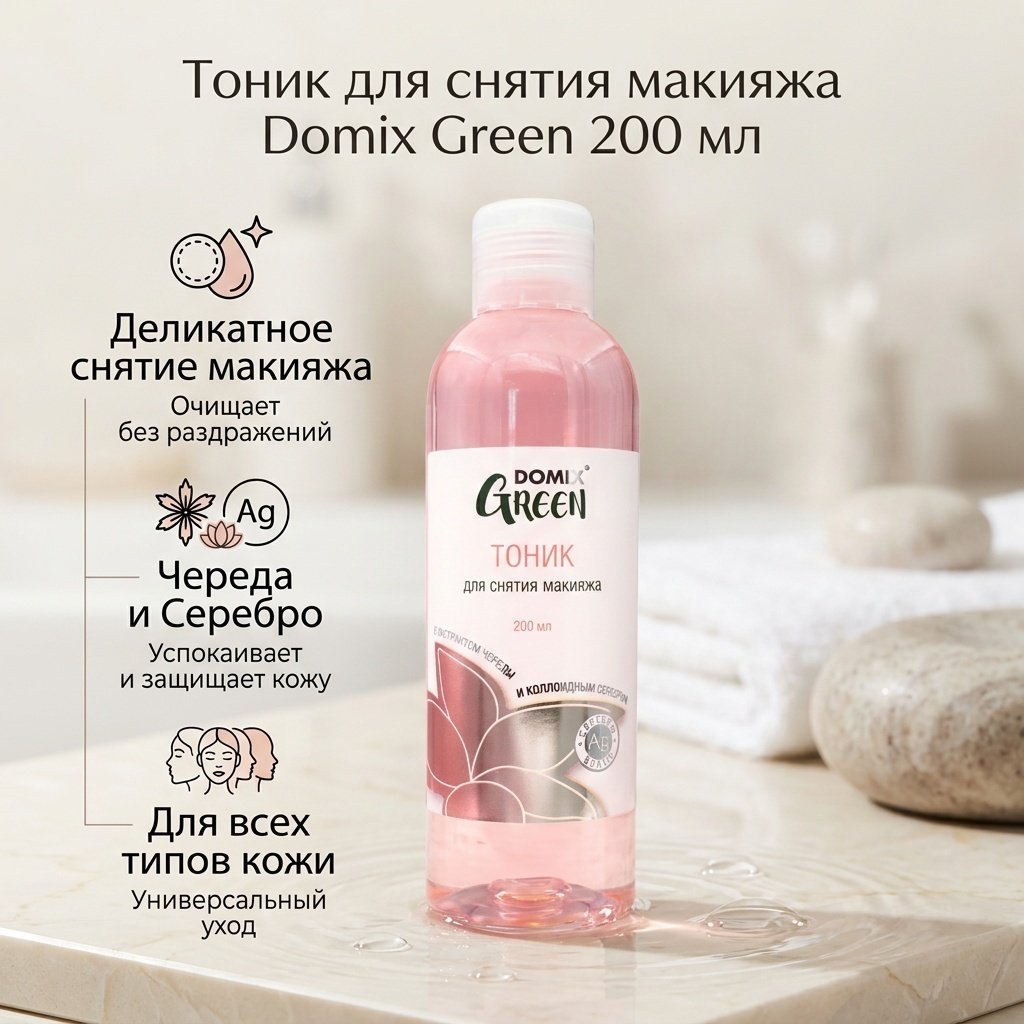 Domix тоник Тоник для снятия макияжа с чередой и серебром 200 мл