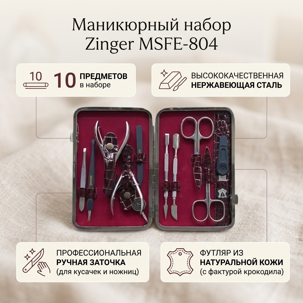 Zinger набор маникюрных инструментов 10 шт