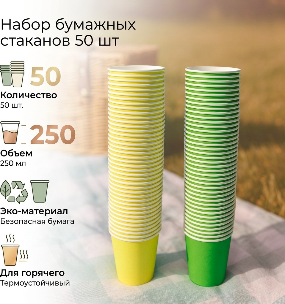 Стакан 30197520_994013031 красный, желтый, черный, бежевый 50 шт