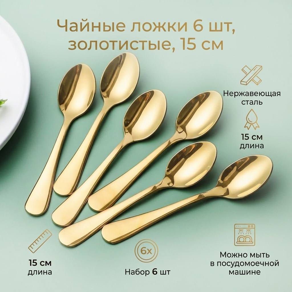 Ложка 6 шт, золотистый 040004-4