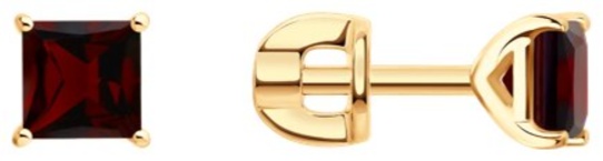 Пусеты SOKOLOV 92025320 вес 1.6 г серебро, гранат