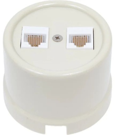 Компьютерная розетка (RJ45) Bironi B1-302-211, слоновая кость