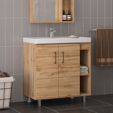 Тумба с раковиной BuSu Votan80, 77.8x78x45.2 см, светло-коричневый