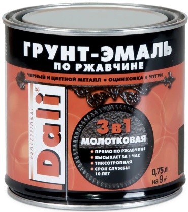 DALI грунт-эмаль глянцевая по ржавчине 3 в 1 молотковая 0.75 л, тон бронзовый