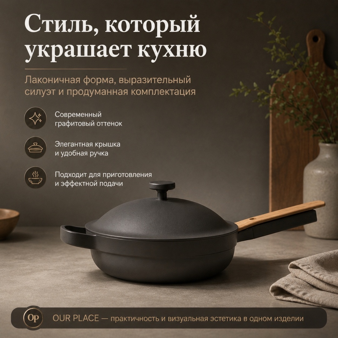 Сковорода OUR PLACE USA Always Char 26.5 см с антипригарным покрытием, алюминий