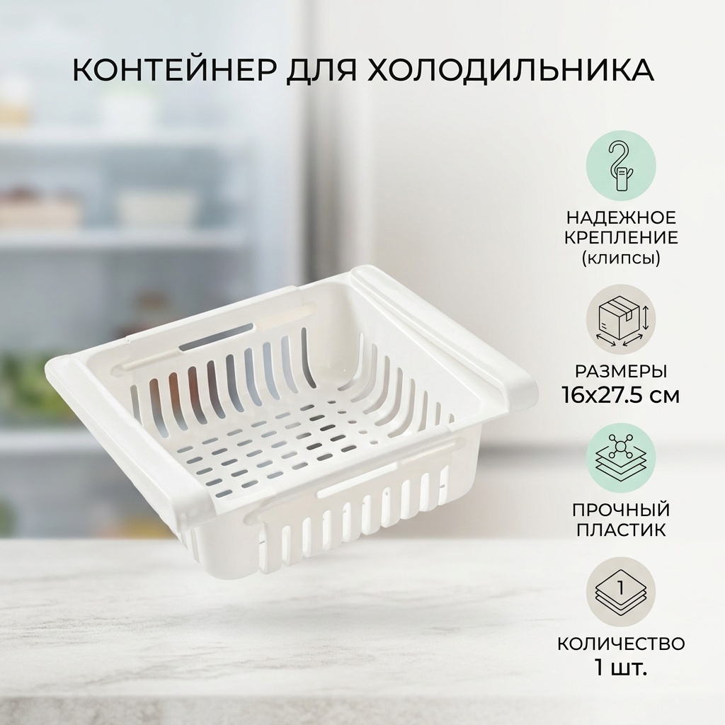 Контейнер для холодильника 207497 1 шт, пластик