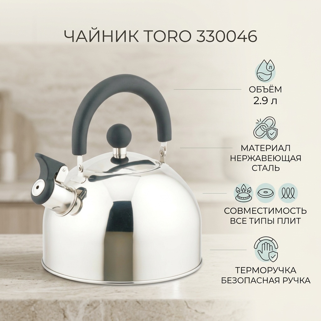 Toro чайник 330046 2.9 л, нержавеющая сталь