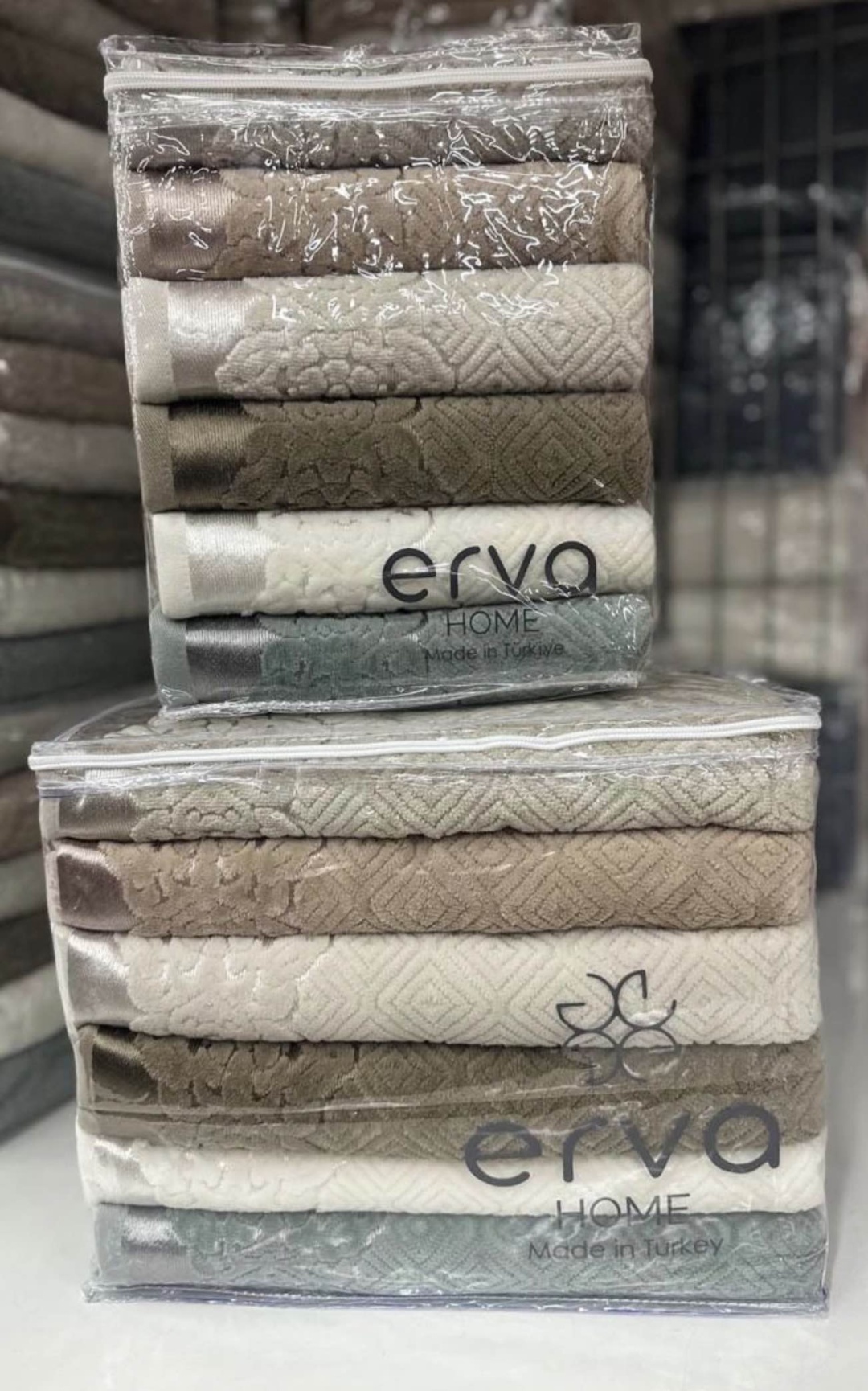 Набор полотенец ERVA HOME 140x70 см, хлопок, жаккард, махровая ткань, велюр, 12 шт,