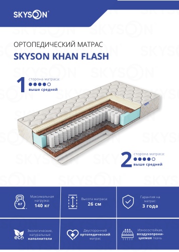 Матрас SkySon Khan Flash Eco STD, 190x200x26 см
