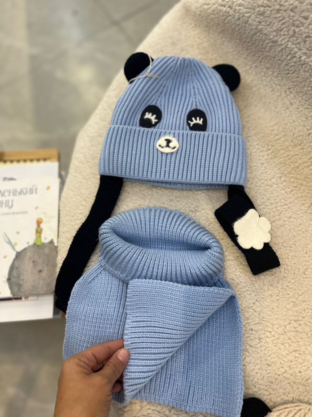 Комплект Детская шапочка со снудом 2-6 лет синий универсальный