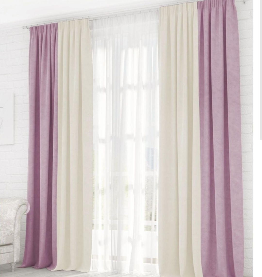 Комплект Dimar 150x280 см 3 шт, велюр, розовый, айвори