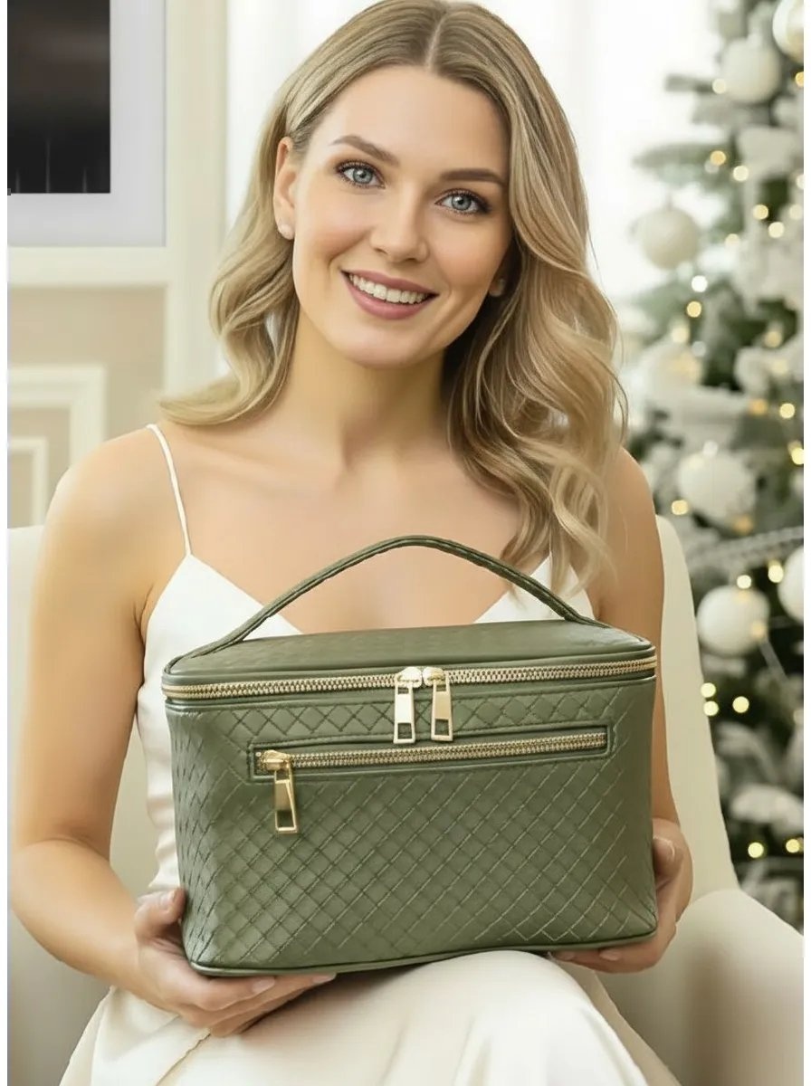 Косметичка экокожа зеленый 12.5X24 см