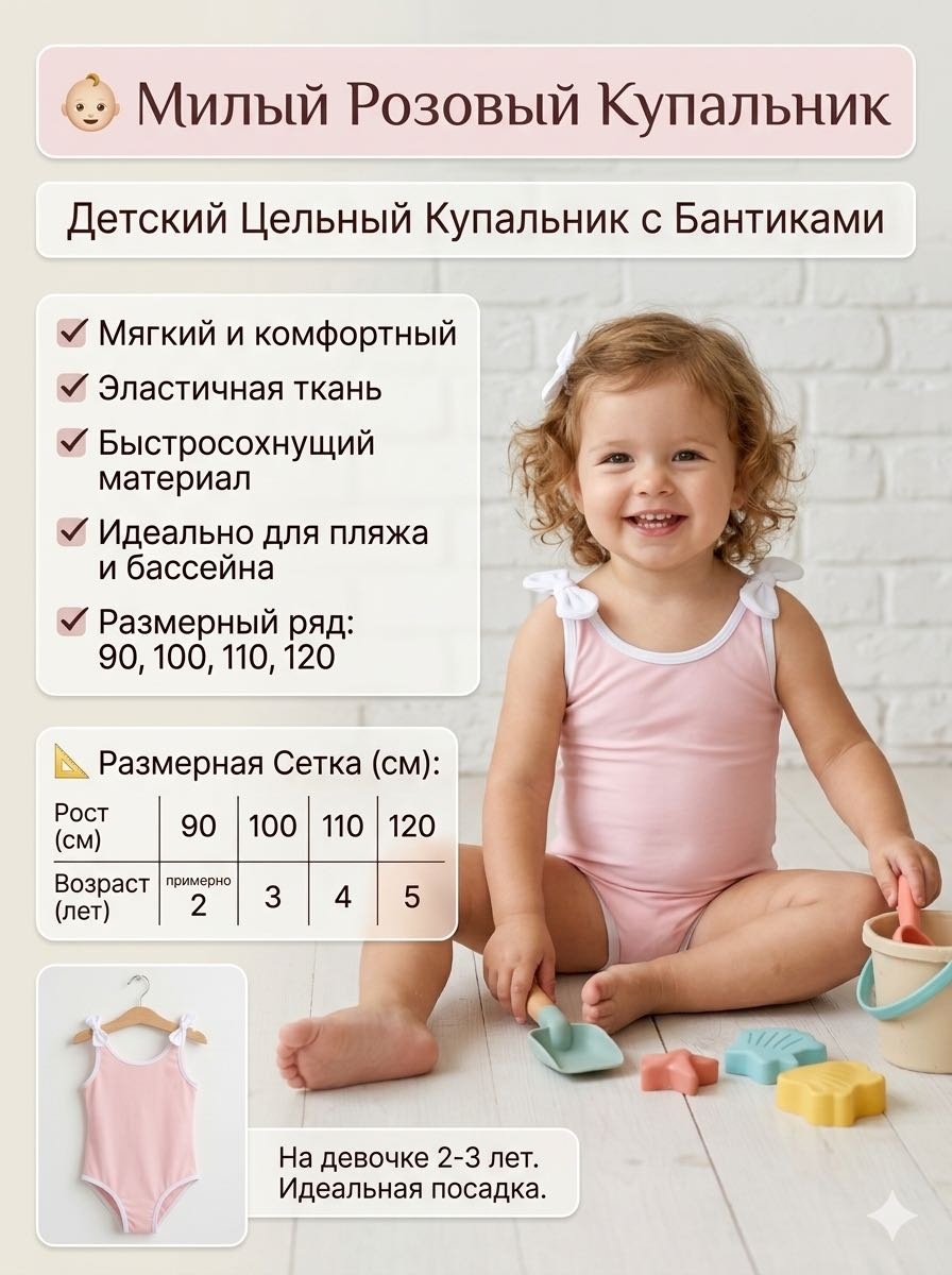 Слитный купальник розовый