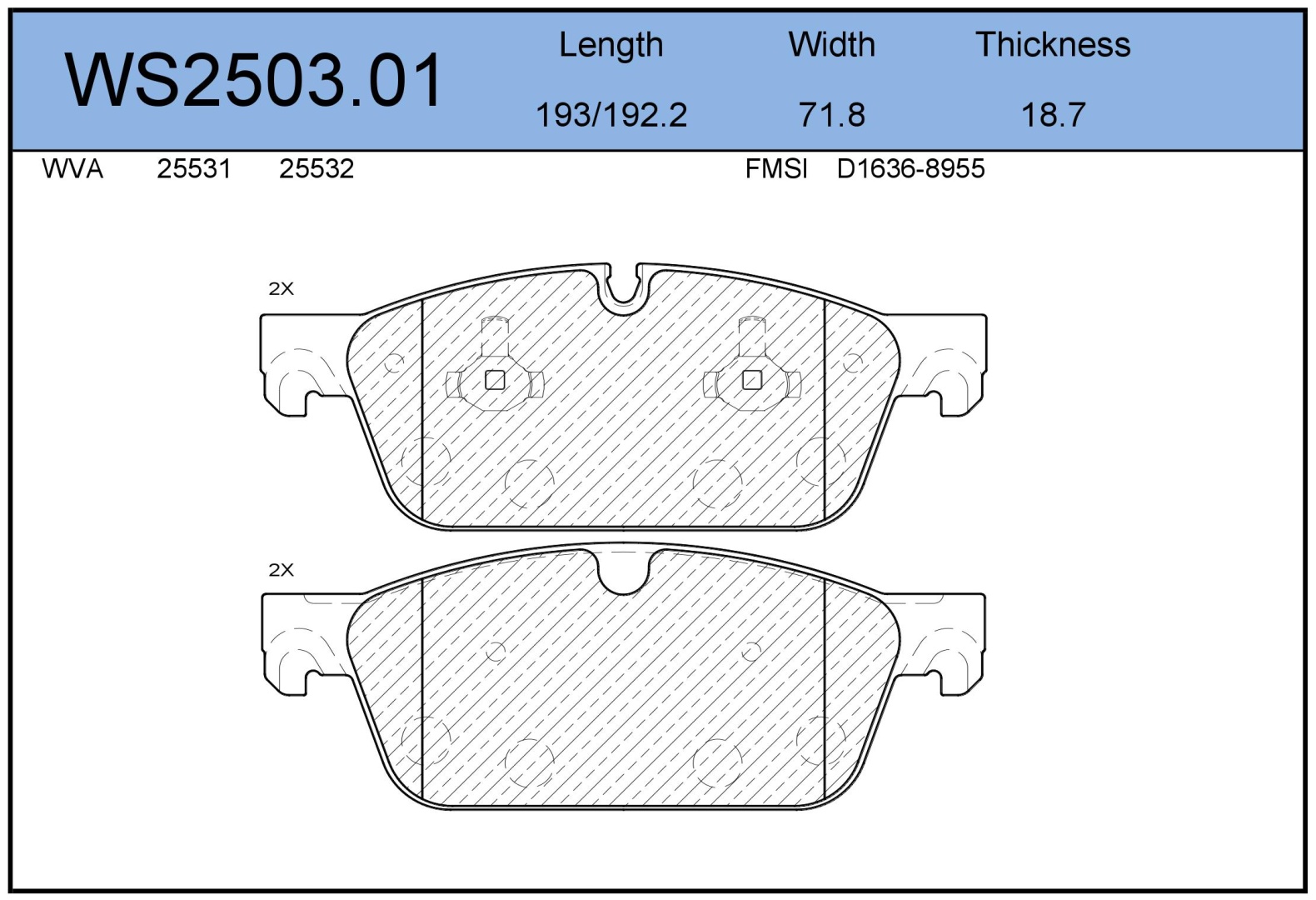 Колодки Jeenice WS250301