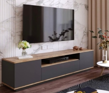 ТВ-тумба напольная Wlada Loft Wood, 180x56.6x43.4 см, темно-серый, коричневый