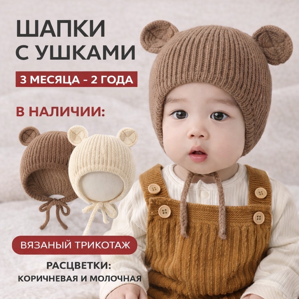 Шапка 30284404_366444446 коричневый 42, 47