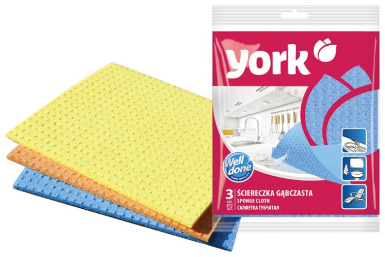 Тряпка универсальная York 024010 3 шт, целлюлоза
