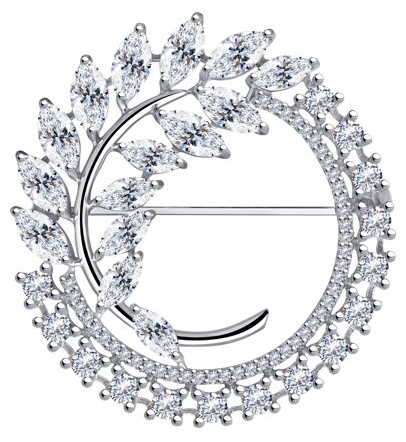 Брошь Diamant 94-140-00487-1 вес 7.98 г серебро, фианит