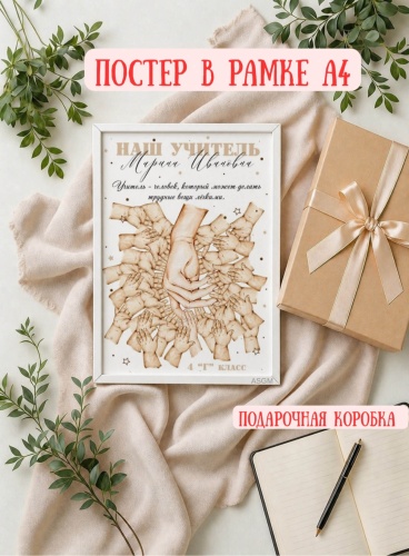 ASGM фоторамка Именной Подарок учителю или воспитателю / постер A4 / постер с именами / подарок на День учителя