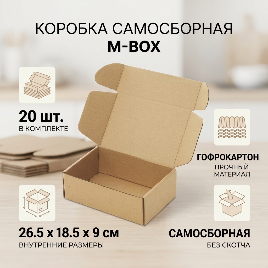Коробка самосборная M-Box 26.5/18.5/9 20 шт