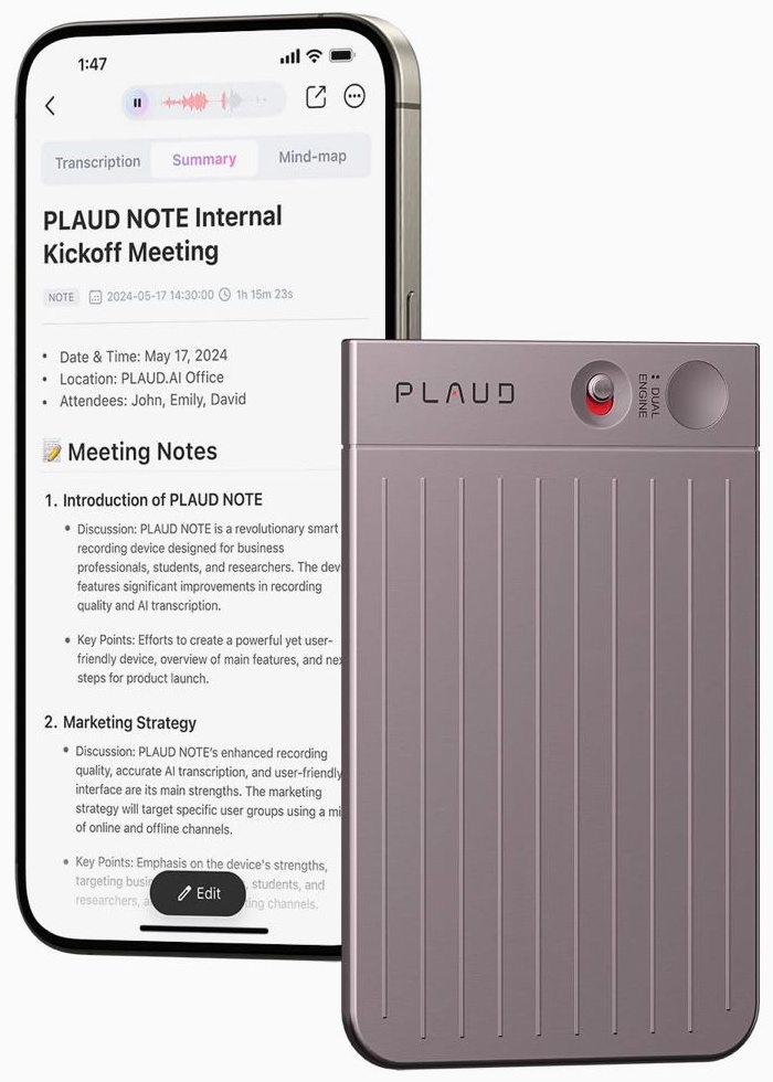Диктофон PLAUD Note Chat GPT AI розовый