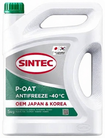 SINTEC P-OAT ANTIFREEZE -40C OEM JAPAN & KOREA зеленый G-12+ 5 л