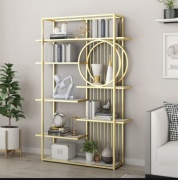 Стеллаж напольный 30242545_164174830, 120x30x180 см, белый, золотой