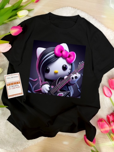 Футболка Хеллоу Китти Эмо Hello Kitty TMH_TREND.KZ  TMH_TREND.KZ черный