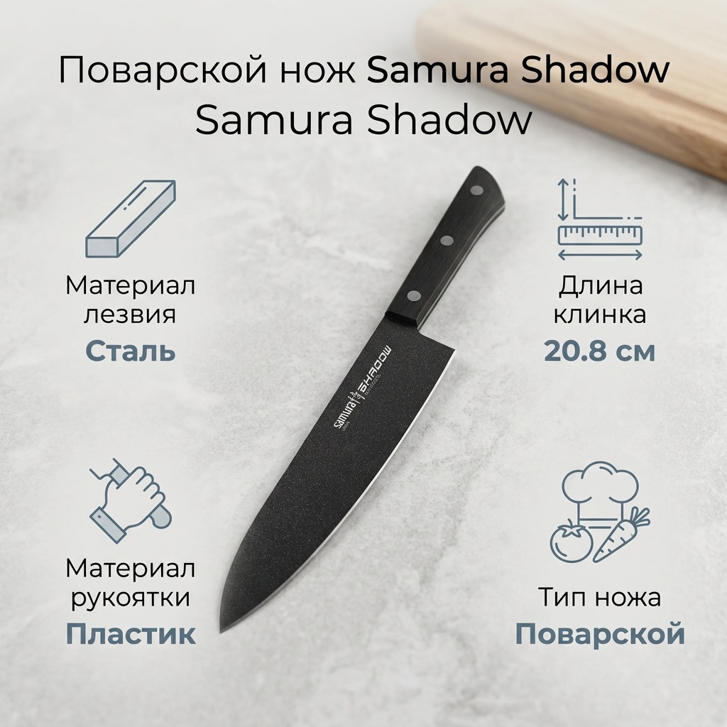 Нож поварской Samura, лезвие: сталь 1 шт
