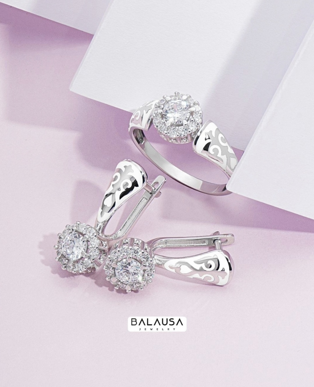 Balausa Jewelry E225(1) вес 7 г серебро, фианит, эмаль