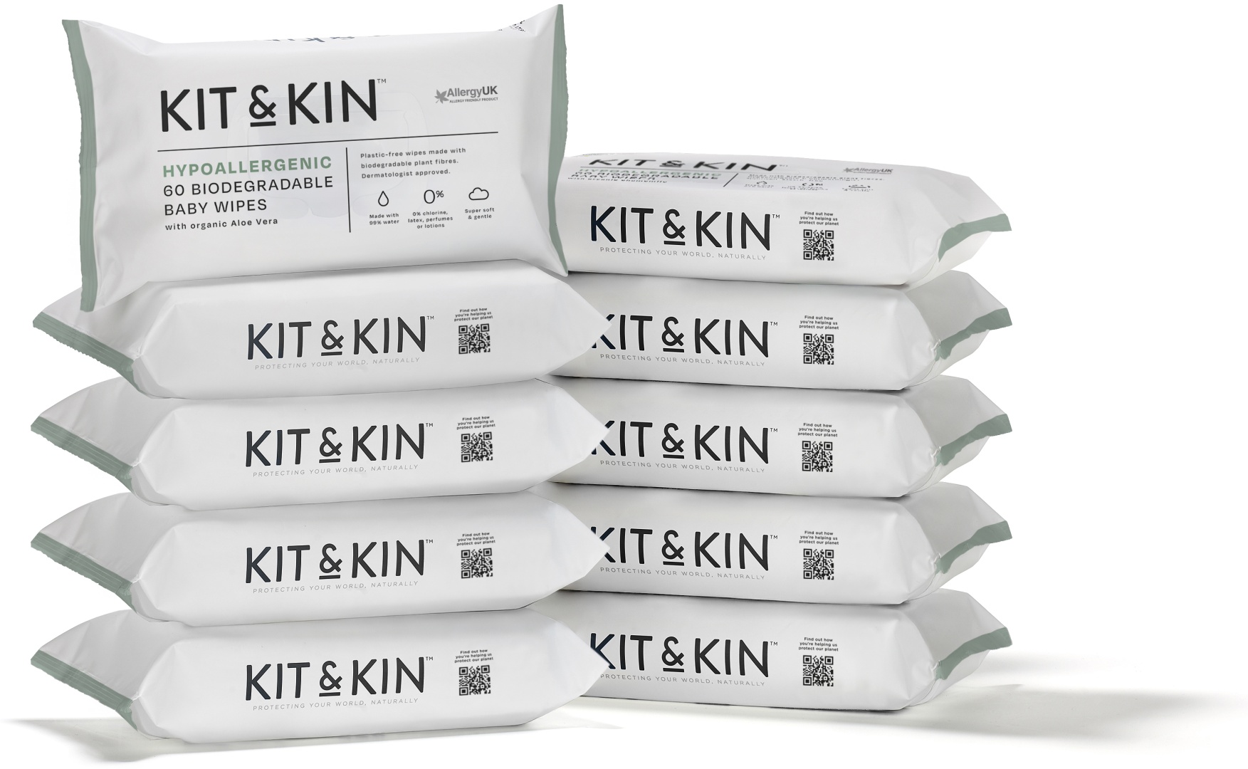 Влажные салфетки Kit&Kin Biodegradable Baby Wipes 600 шт
