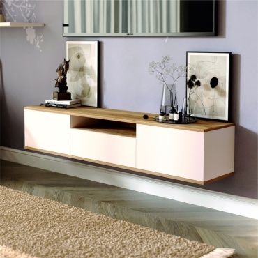 ТВ-тумба навесная SQC Woodsy, 160x32x30 см, коричневый, белый